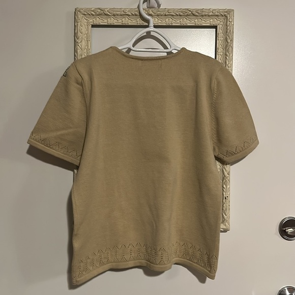 ALFRED DUNNER | Tan Short Sleeve Tee with Floral Embroidery - Picture 8 of 13